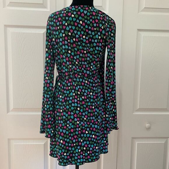 Helen Wang Hearts Wrap Front Dress Tunic Top Black - Picture 5 of 9